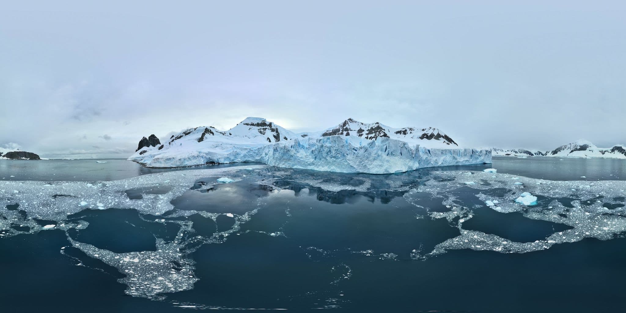 Melting sea ice visible in the Antarctic, 2023.